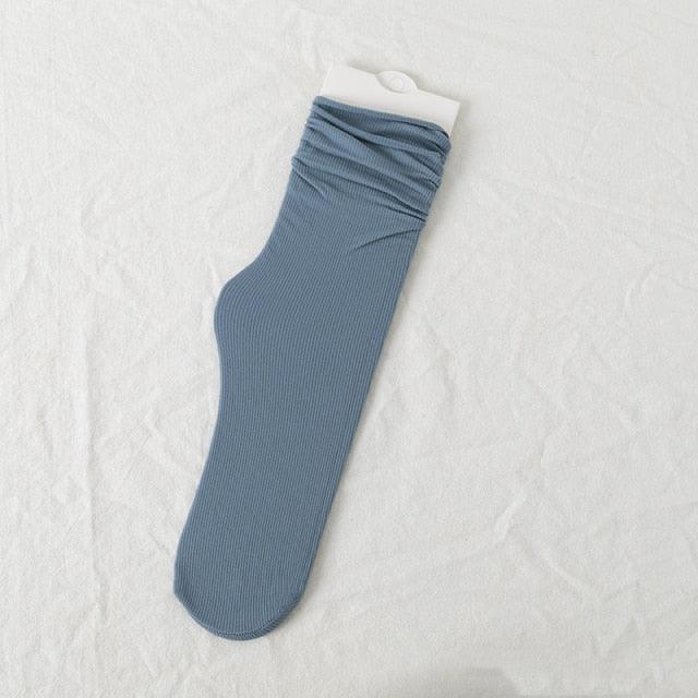 1/2 Pairs Girls Thin Socks Pack Harajuku Cute Long Frilly Socks Casual Soft Nylon High Elastic Solid White Purple Solid Color Stylish Casual Socks For Men And Women