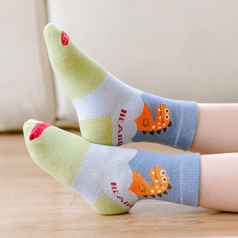 Autumn And Winter Cartoon Dinosaur Mid-calf Cotton Warm Sports Boys' Socks