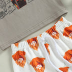 Boy's Short-sleeved T-shirt Bell-bottom Pants Suit
