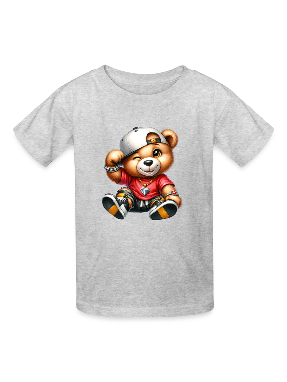 Boys Teddy Bear White Hat Short Sleeve T-Shirt