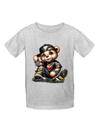 Boys Black Hat Teddy Bear Short Sleeve T-Shirt