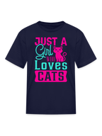 Girls Just A Girl Who Love Cats Short Sleeve Summer T-Shirt