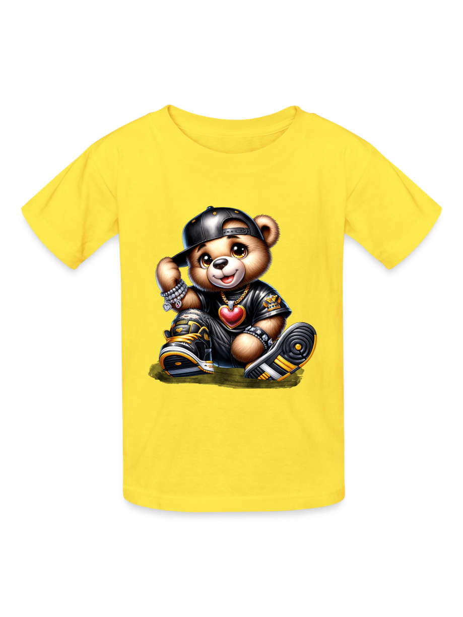 Boys Black Hat Teddy Bear Short Sleeve T-Shirt