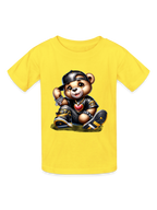 Boys Black Hat Teddy Bear Short Sleeve T-Shirt