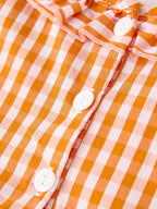 Fall Turkey Embroidered Dress for Girls – Orange Checkered with Thanksgiving Details