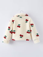 Cherry Plush Jacket for Girls – Zip-Up Winter Coat