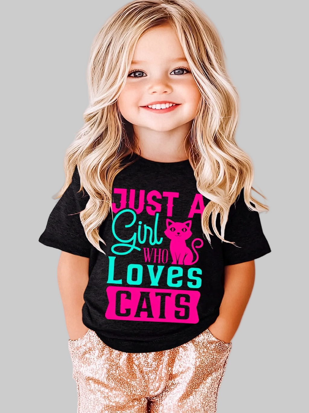 Toddler Girls Just A Girl Who Loves Cats Short Sleeve T-Shirt