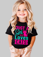Toddler Girls Just A Girl Who Loves Cats Short Sleeve T-Shirt