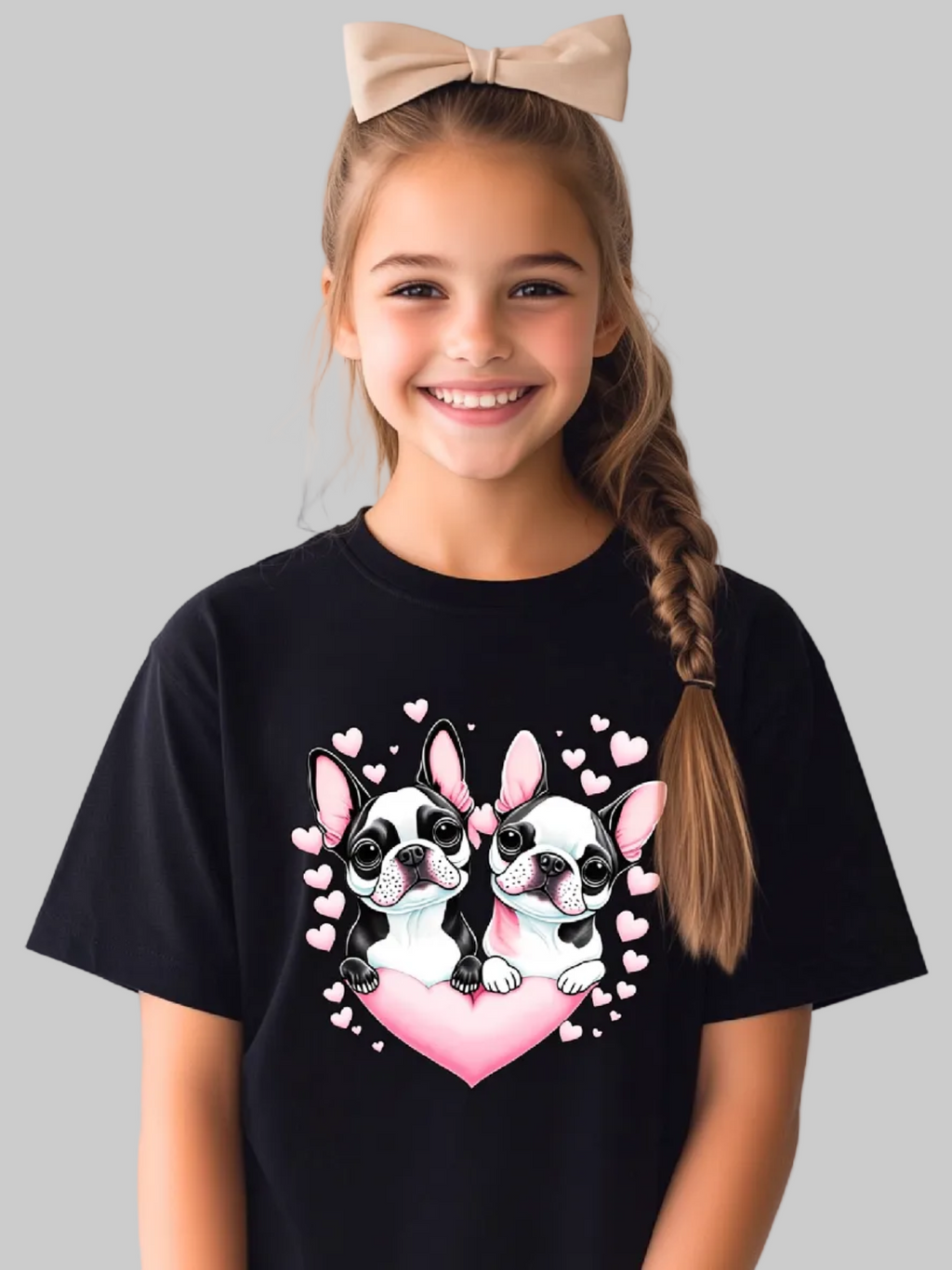 Girls Pugs and Hearts Short Sleeve T-Shirt