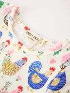 Fall Farm Chicken Print Girls Ruffle Hem Twirl Dress