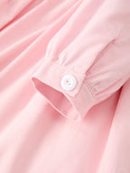 Fall Pink Smocked Girls Corduroy Dress Peter Pan Collar Long Sleeve Floral Detail
