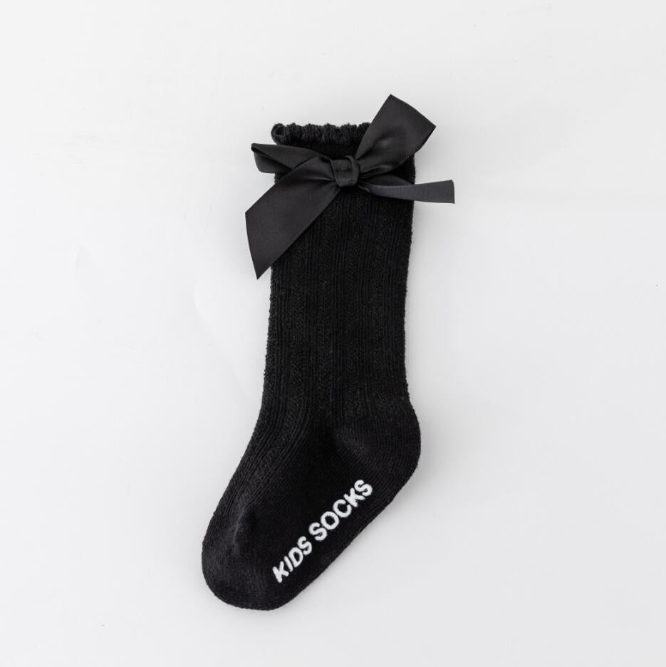 New Kids Stretchable Socks Toddlers Girls Big Bow Knee High Long Soft Cotton Lace Baby Comfortable Colorful  Socks