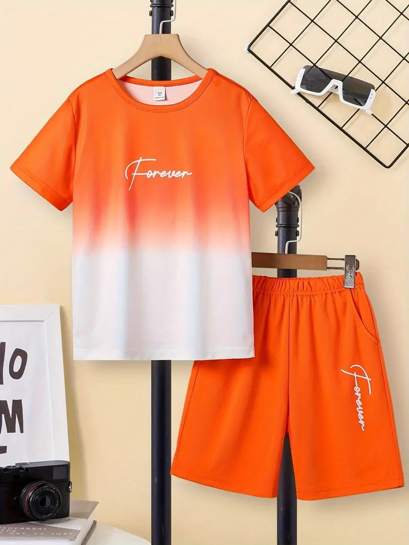 Boys' Casual Short Sleeve T-shirt Top Shorts Two-piece Set