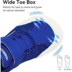 Hobibear Boys Size 1 Blue Hook Loop Wide Toe Box Elastic Lace Athletic Shoes