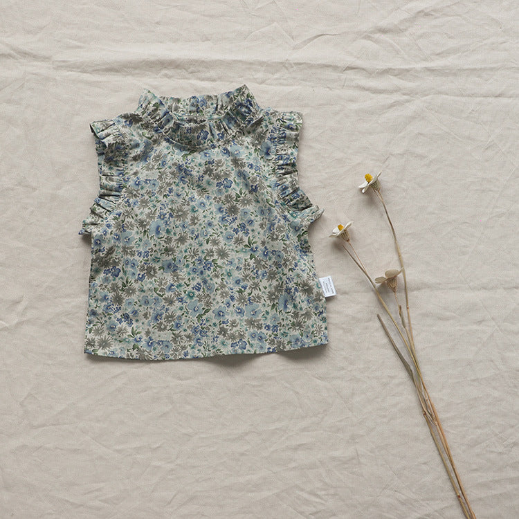 Girls' Summer Baby Floral Vest T-shirt