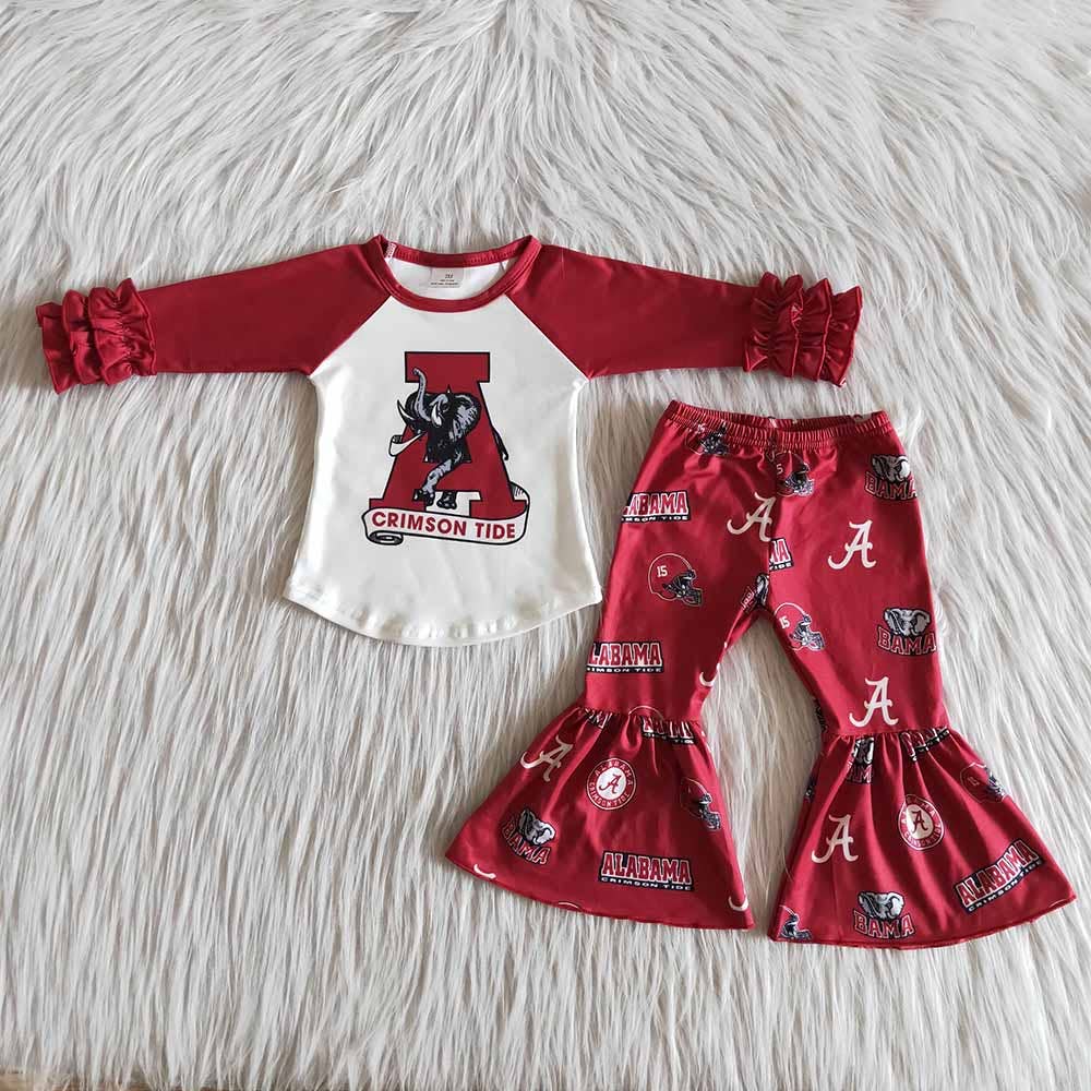 Baby Girls Alabama football team bell pants sets: 2T