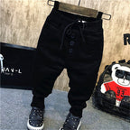 Boy's personality thickening plus velvet jeans children's jeans