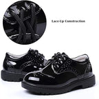 Dadawen Little Boys Size 1.5 Black Lace Up Faux Leather Oxford Dress Shoes