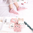 5 Pairs 3D Cartoon Harajuku Cat Cute Heart Invisible Cotton Socks Casual Boat Socks Funny Girl Ankle Sock Set for Women
