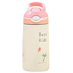 13.5Oz Insulated Stainless Steel Water Bottle Leak-proof Bottle for Kids with Straw Push Button Lock Switch Sports Water Bottle for Toddlers Boys Girl