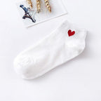 Women Short Socks Red Heart Cute College Fresh Female Socks Soft Cotton Summer Autumn Sock for Girls