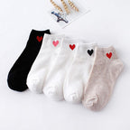 Women Short Socks Red Heart Cute College Fresh Female Socks Soft Cotton Summer Autumn Sock for Girls