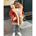 Boys' Warm Fur All-in-one Fashion Hooded Jacket