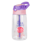 16.2Oz Leak-proof Kids Water Bottle with Straw Push Button Sport Water Bottle for Kids Crab Ship Jellyfish Rocket