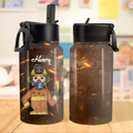Personalized Firefighter Kid Water Bottle With Straw Lid - Gift Idea For Your Kid/Back To School