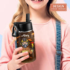Personalized Firefighter Kid Water Bottle With Straw Lid - Gift Idea For Your Kid/Back To School