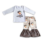 Santa print flare pants Christmas kids clothing girls