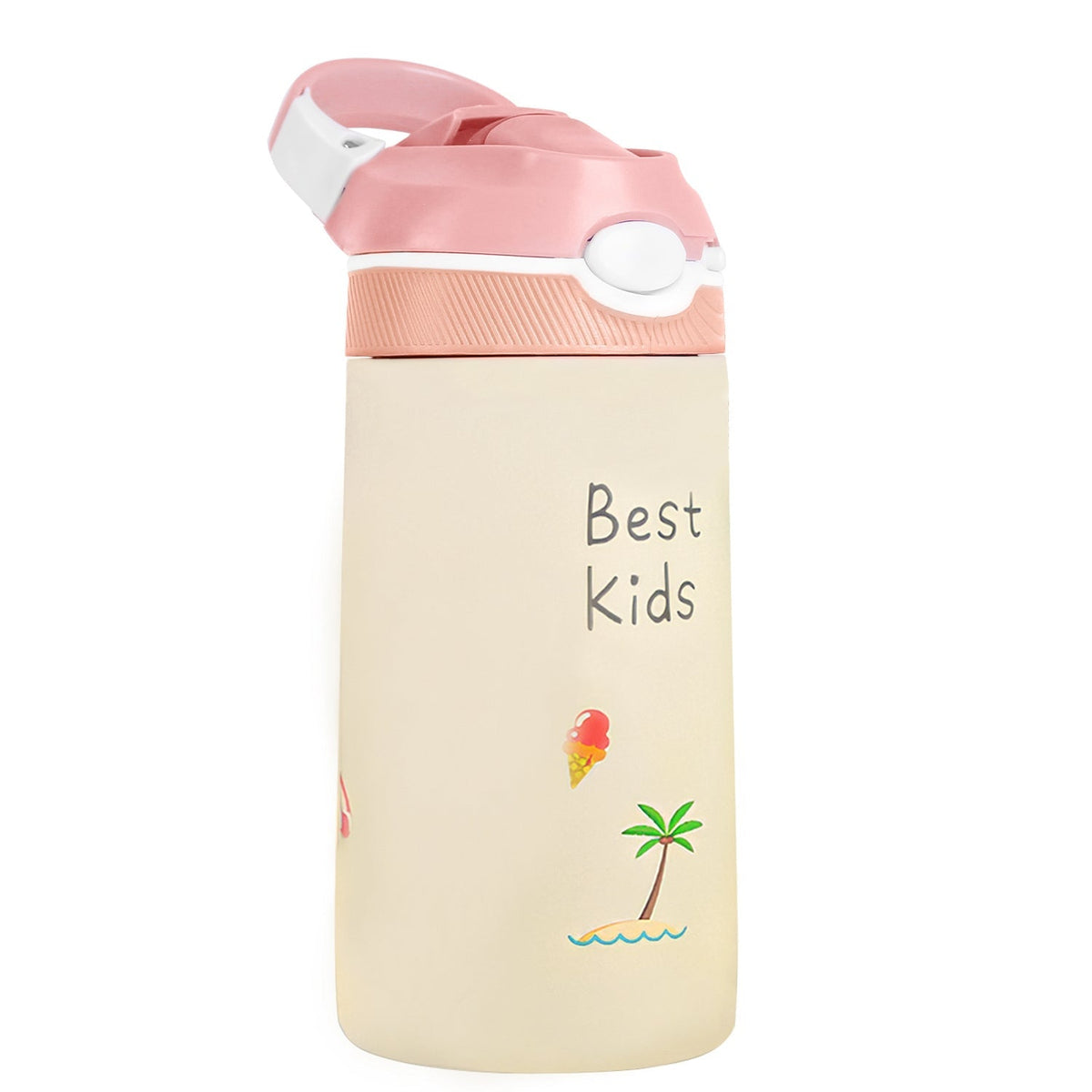 13.5Oz Insulated Stainless Steel Water Bottle Leak-proof Bottle for Kids with Straw Push Button Lock Switch Sports Water Bottle for Toddlers Boys Girl