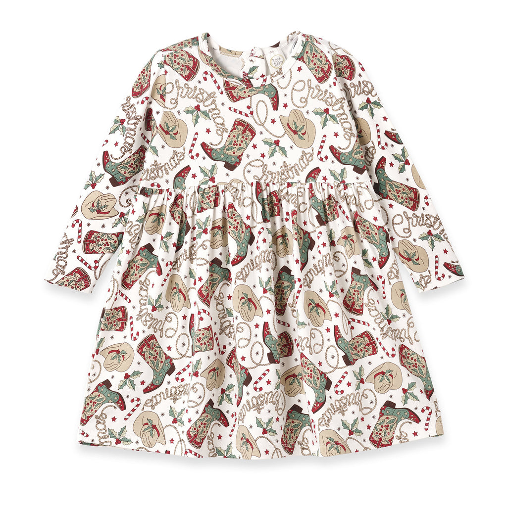 Western Christmas Girls Dress – Soft Bamboo Holiday Style