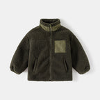 Boys' Thickening Coat Fleece Stand Collar Stitching