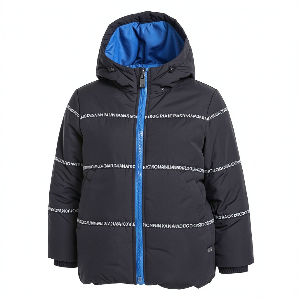 Calvin Klein Little Boys Hooded Logo-Tape Bubble Jacket ,Size 5/6