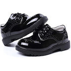 Dadawen Little Boys Size 1.5 Black Lace Up Faux Leather Oxford Dress Shoes