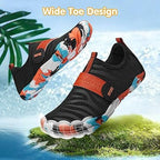New Athmile Boys 12 Black Orange Hook Loop Barefoot Non Slip Aqua Water Shoes