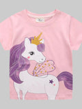 Toddler Girls Cute Unicorn Graphic Short Sleeve T-Shirt