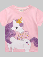 Toddler Girls Cute Unicorn Graphic Short Sleeve T-Shirt