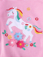 Toddler Girls Unicorn Ruffle Sleeve Striped T-Shirt