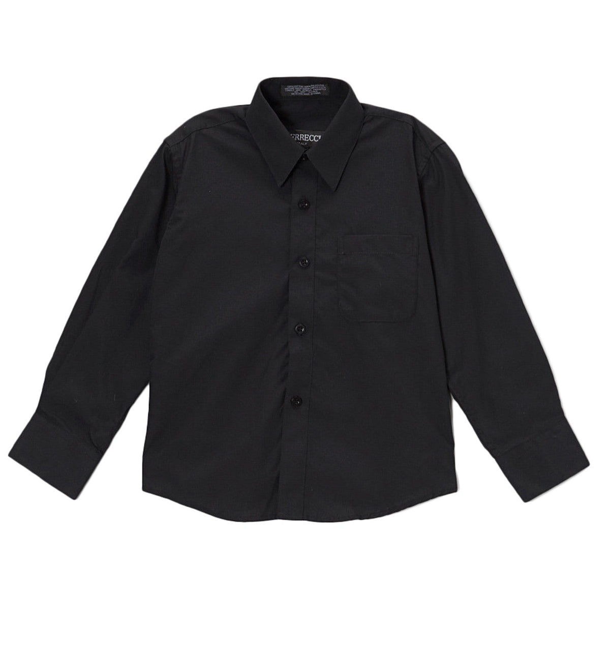 Boys Black Dress Shirt - Kids Formal Shirt with Spread Collar, Sizes 4-20 | Ferrecci