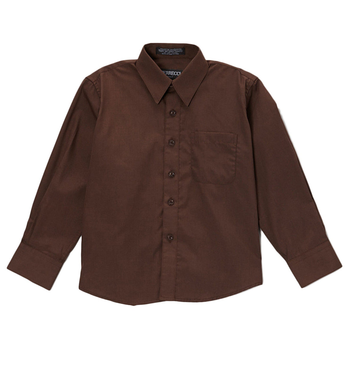 Boys Brown Dress Shirt - Kids Formal Shirt with Spread Collar, Sizes 4-20 | Ferrecci