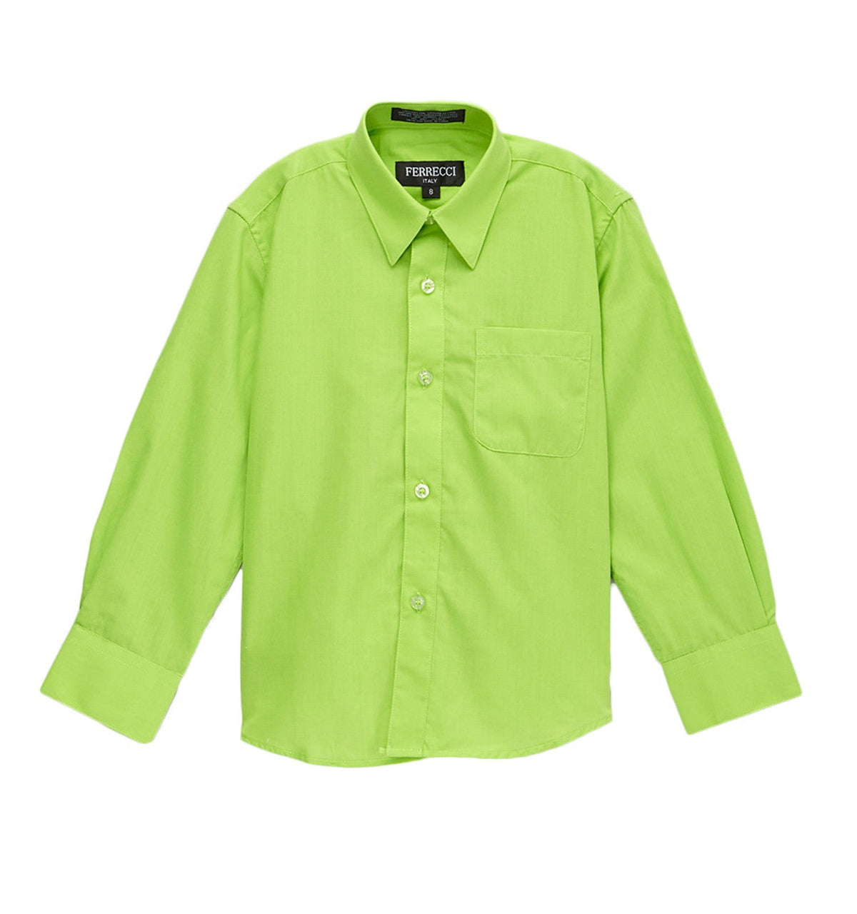Boys Lime Green Dress Shirt - Kids Formal Shirt with Spread Collar, Sizes 4-20 | Ferrecci