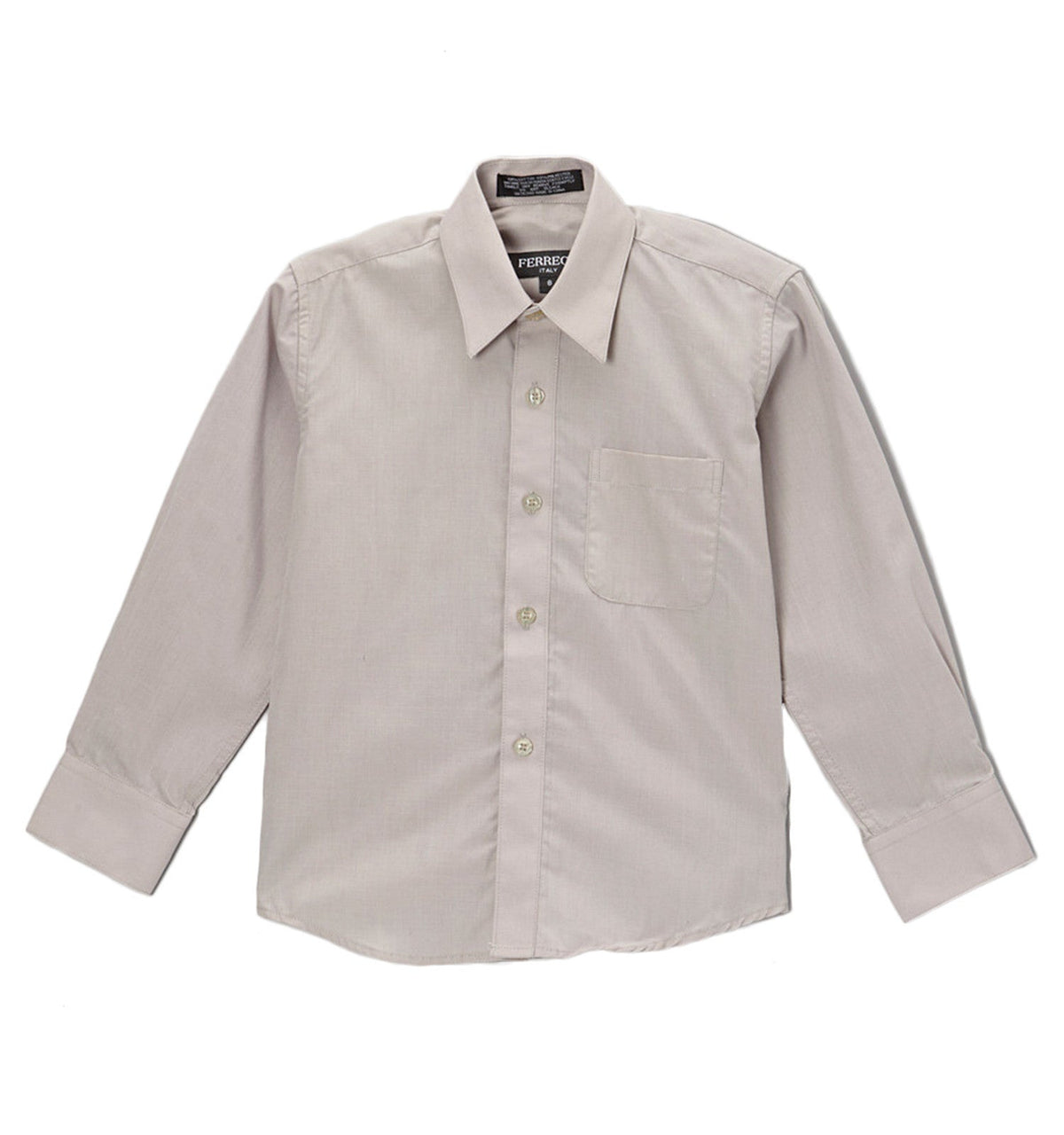 Boys Light Grey Dress Shirt - Kids Formal Shirt with Spread Collar, Sizes 4-20 | Ferrecci