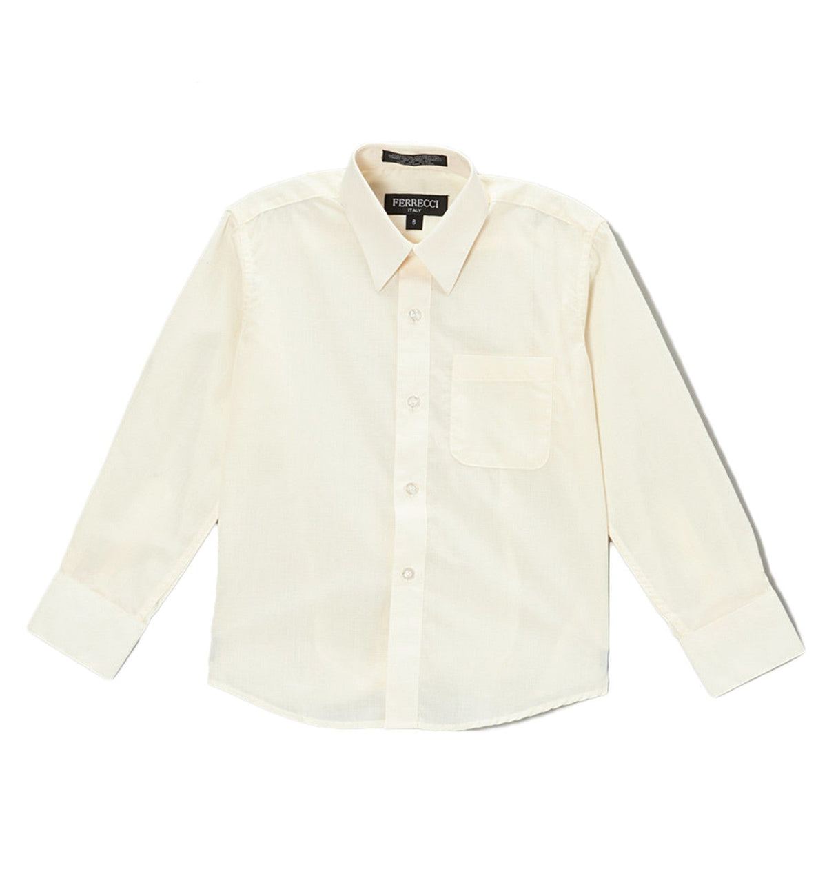 Boys Off White Dress Shirt - Kids Formal Shirt with Spread Collar, Sizes 4-20 | Ferrecci