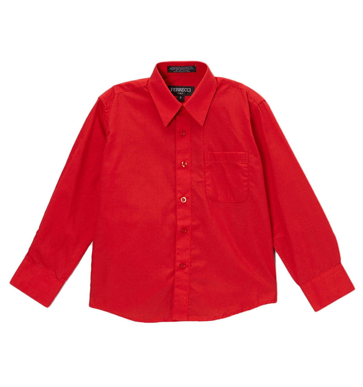 Boys Red Dress Shirt - Kids Formal Shirt with Spread Collar, Sizes 4-20 | Ferrecci