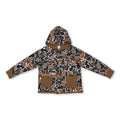 Brown camo pockets kids boys hooded jackets