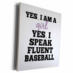 3dRose BrooklynMeme Sayings - Baseball girl - Museum Grade Canvas Wrap (cw_256612)