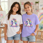 Rainbow Unicorn Kids T-Shirt, Cute Animal Tee for Youth Girls