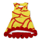 Sleeveless softball bow scallop girls athletic dresses